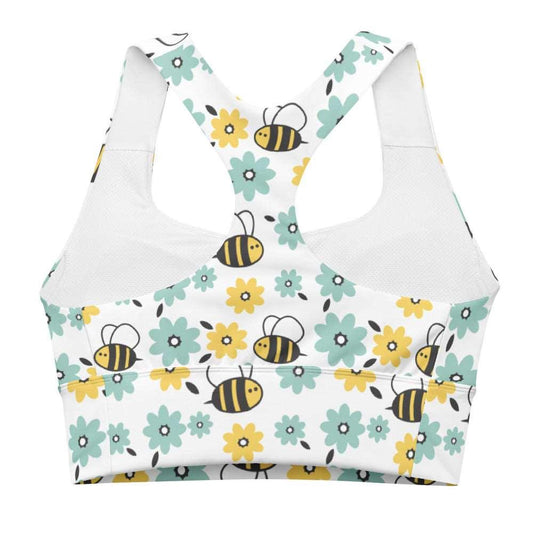Bees and Flowers Longline Sports Bra