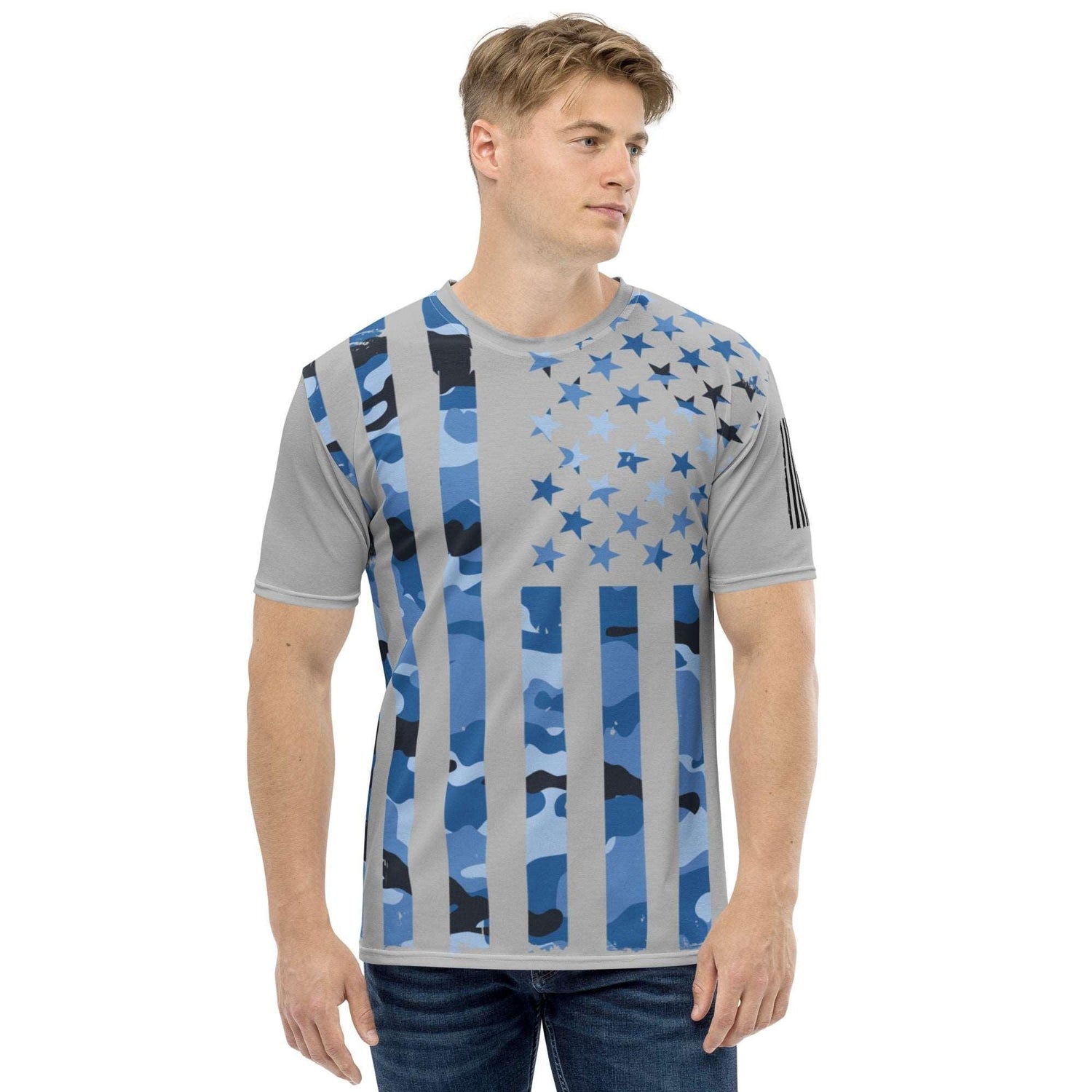 Blue Camo Flag Men's T-shirt