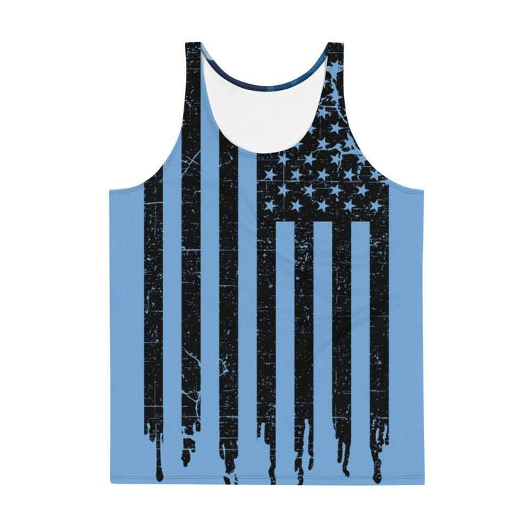 Blue Camo  with Flag Unisex Tank Top - MessyBunFun - Your Destination for Stylish Unisex Clothing, Tops and bottoms - MessyBunFun.com