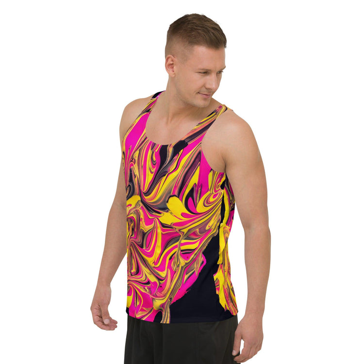 Pink Yellow Marble Unisex Tank Top