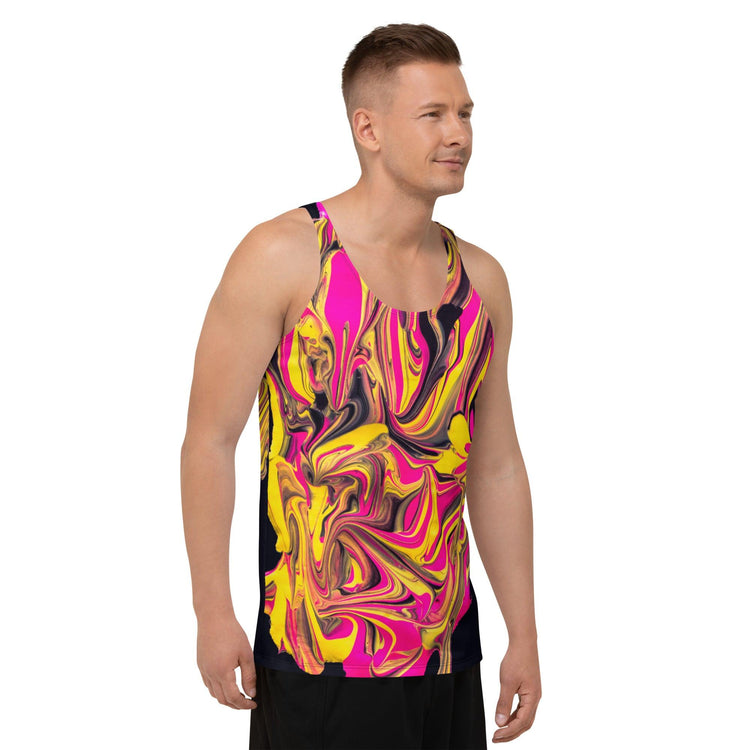 Pink Yellow Marble Unisex Tank Top