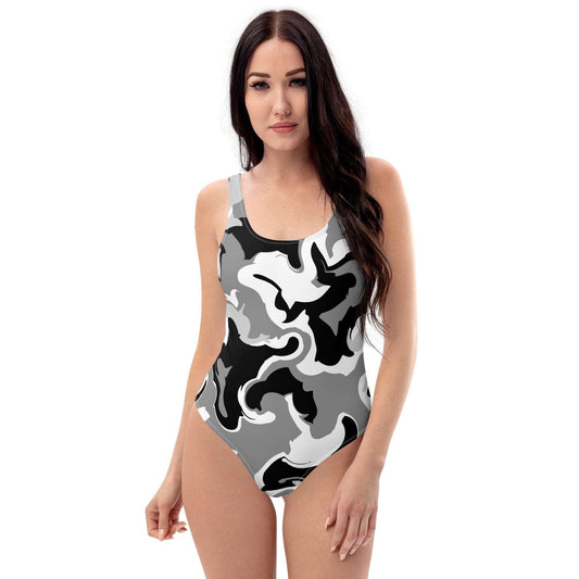 Black and White Camo One-Piece Swimsuit