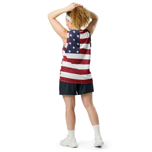 American Flag Recycled Unisex Basketball Jersey