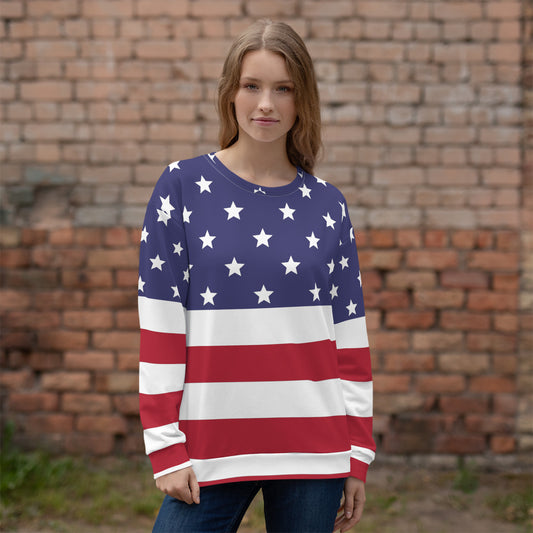 Stars and Stripes Unisex Sweatshirt - MessyBunFun - Your Destination for Stylish Unisex Clothing, Tops and bottoms - MessyBunFun.com