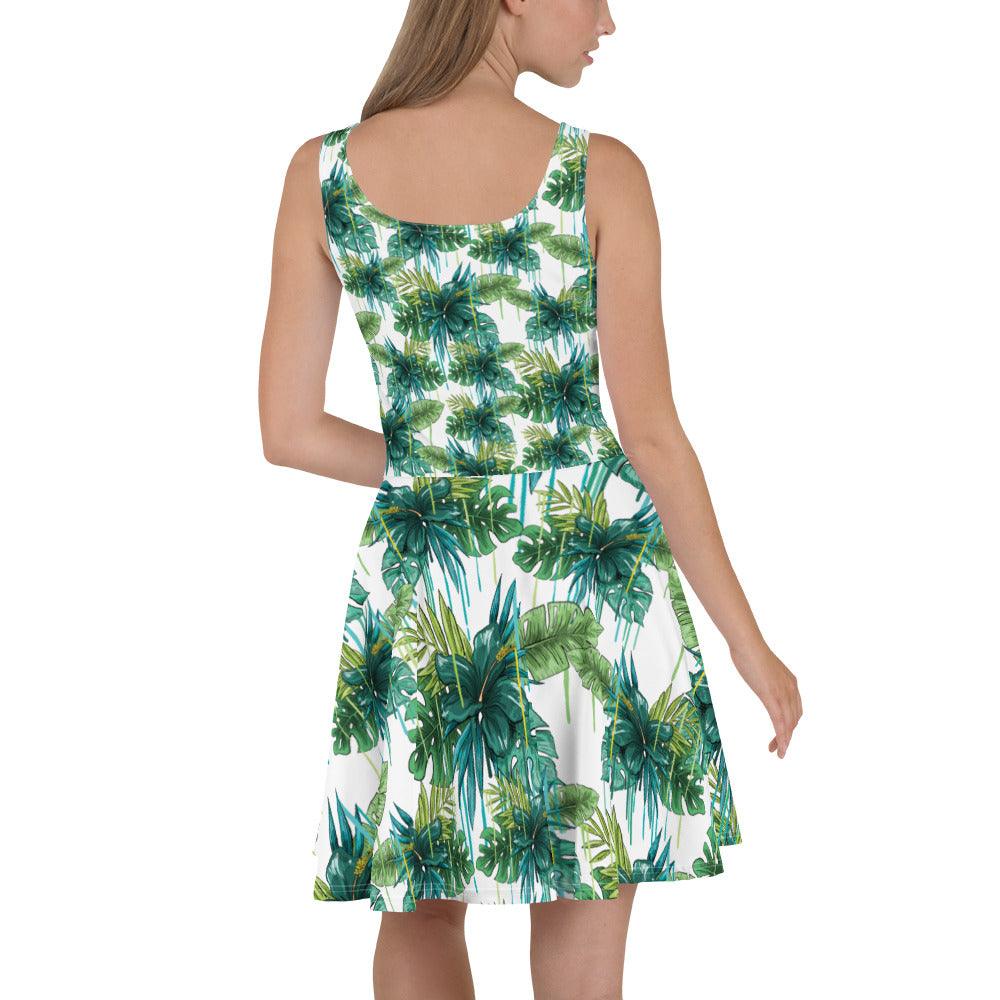 Tropical Green Skater Dress - MessyBunFun.com