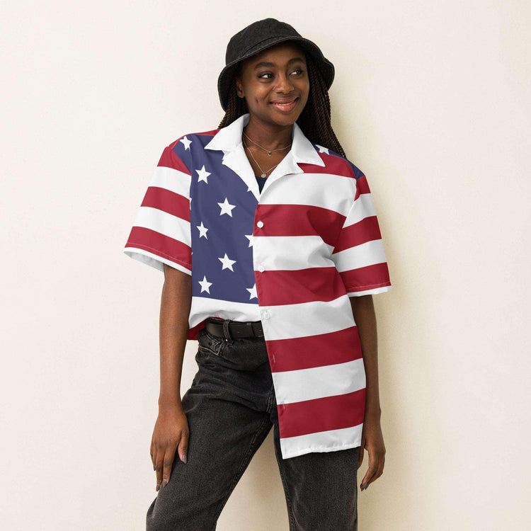 American Flag Unisex Button Shirt