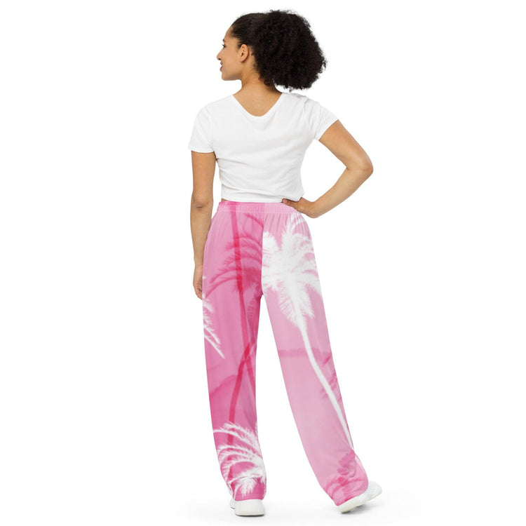 Pink Tropics unisex wide-leg pants