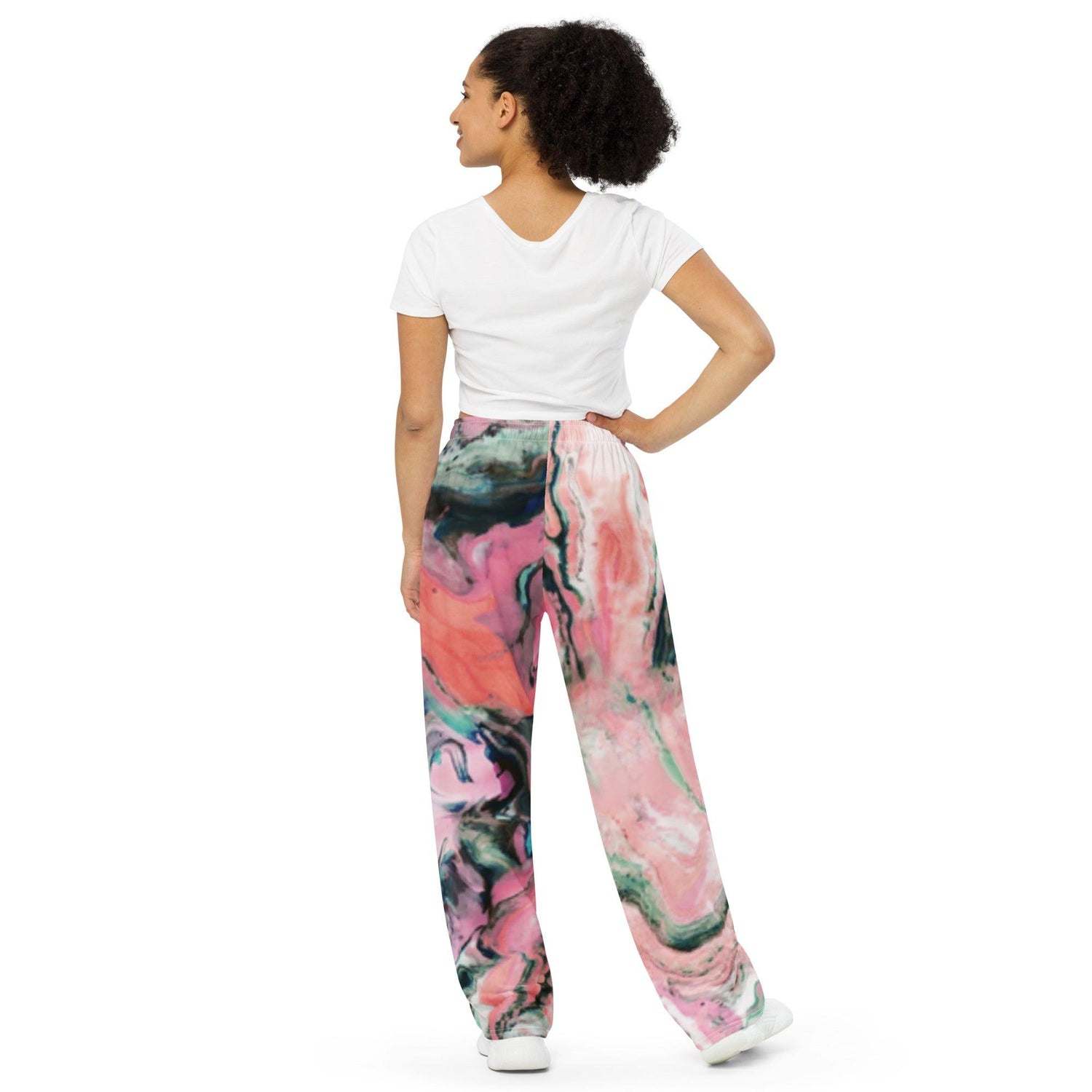 Pink and Black unisex wide-leg pants