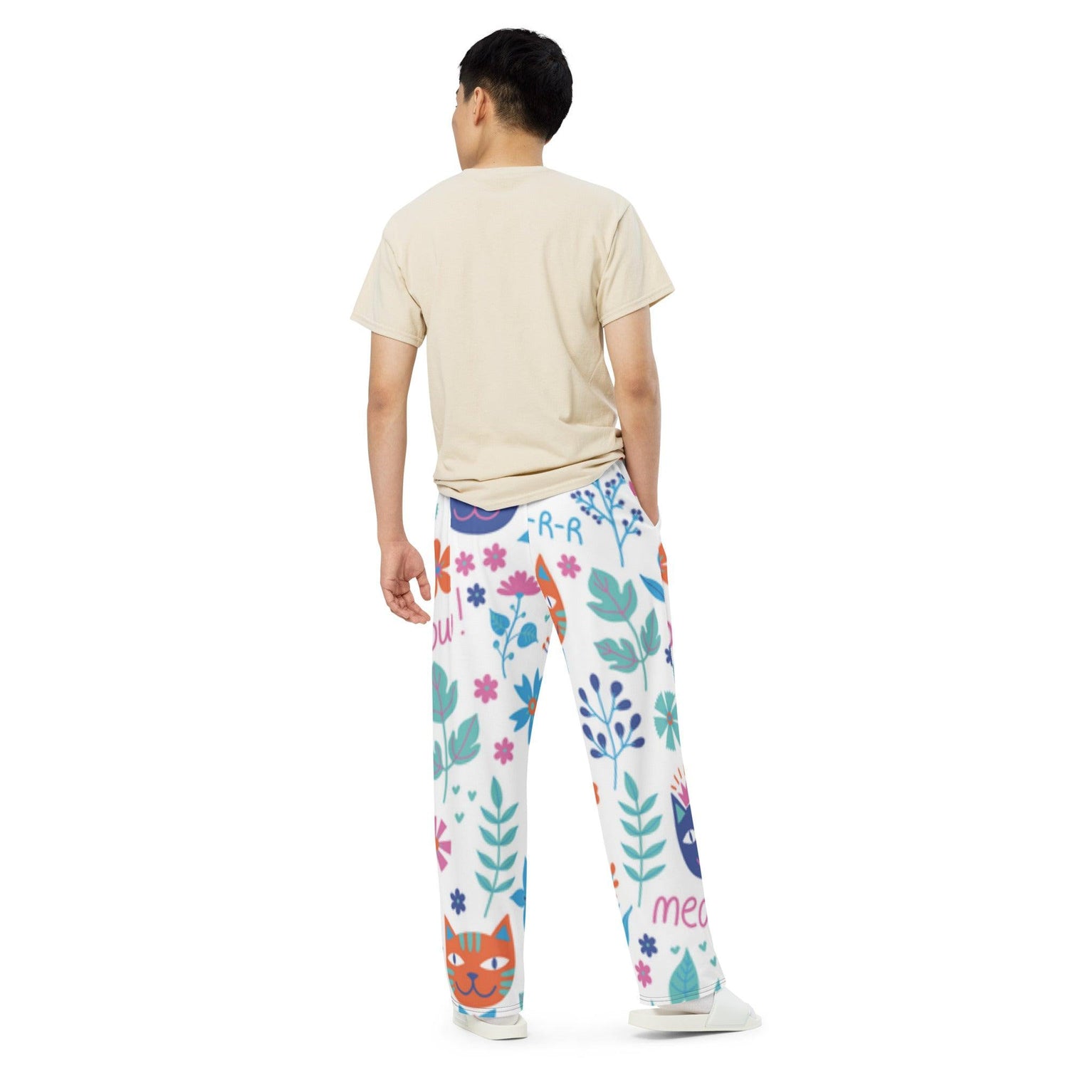 Kitty Garden Unisex Wide-Leg Pants - MessyBunFun - Your Destination for Stylish Unisex Clothing, Tops and bottoms - MessyBunFun.com