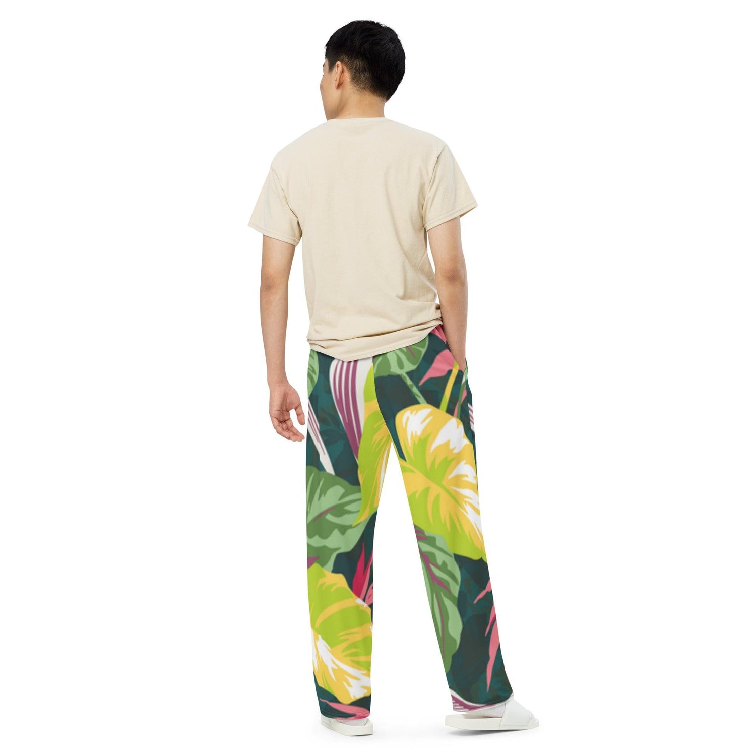 Tropical Fever Unisex Wide-Leg Pants - MessyBunFun - Your Destination for Stylish Unisex Clothing, Tops and bottoms - MessyBunFun.com