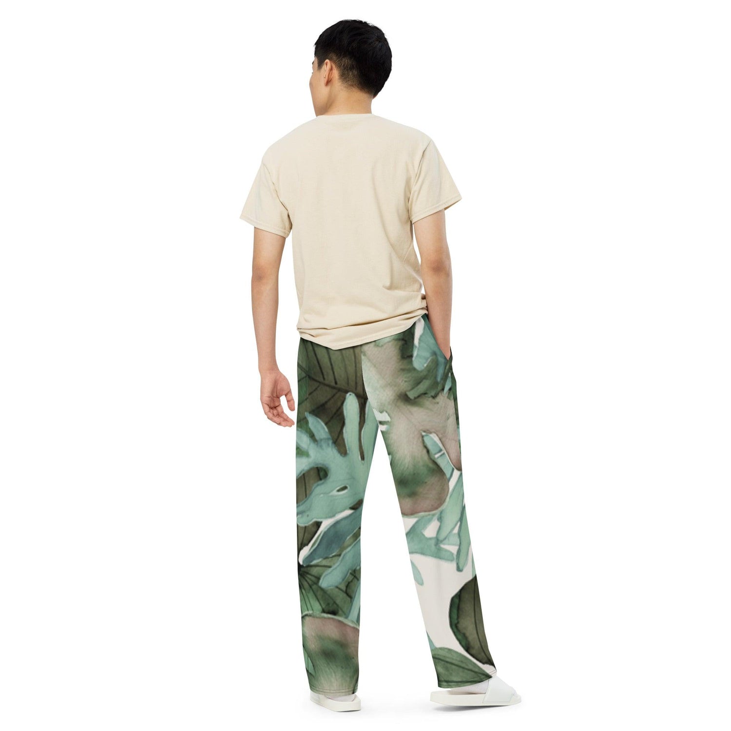 Watercolor Jungle unisex wide-leg pants