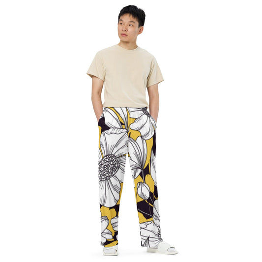 Daisy Day Unisex Wide-Leg Pants - MessyBunFun - Your Destination for Stylish Unisex Clothing, Tops and bottoms - MessyBunFun.com