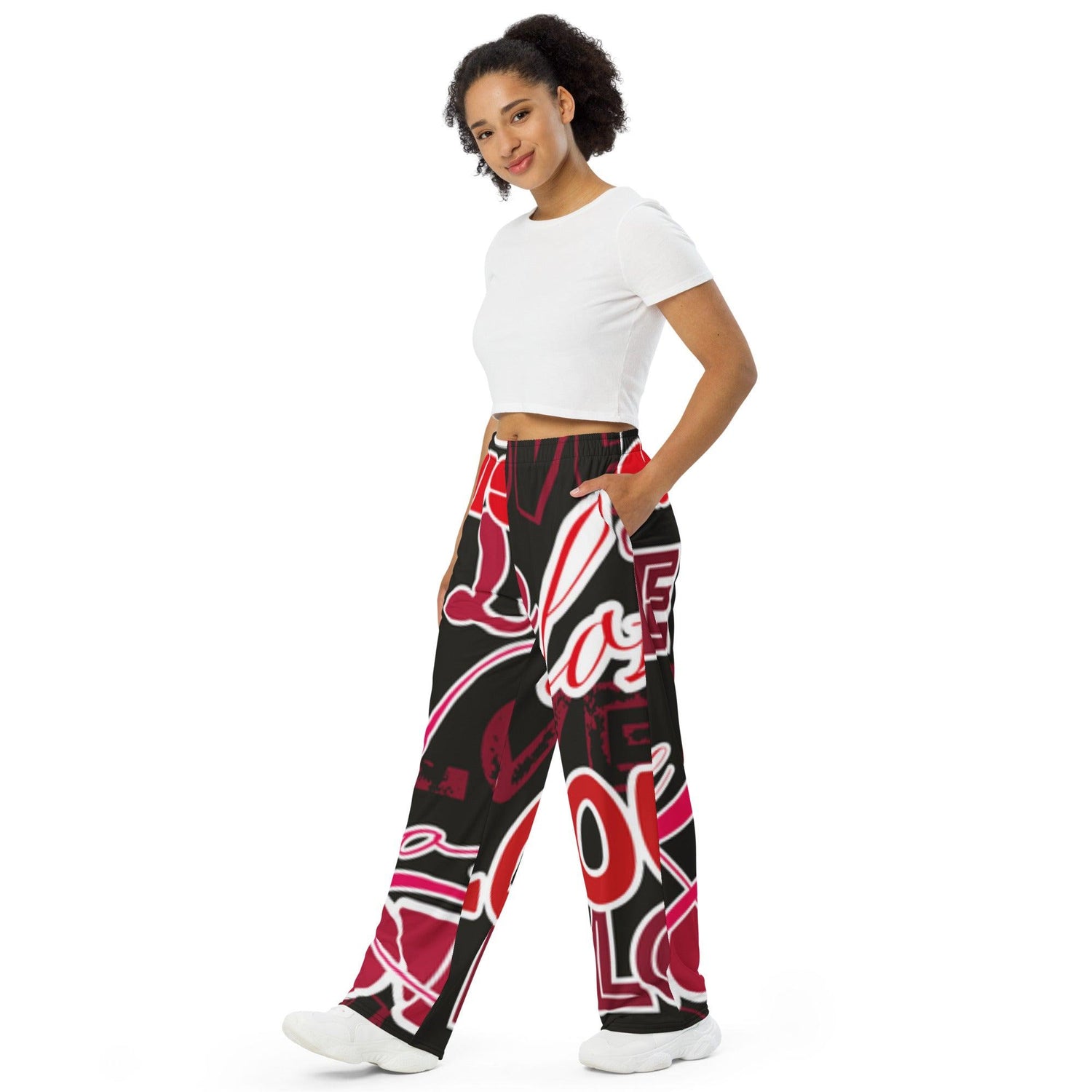 Red Signage unisex wide-leg pants