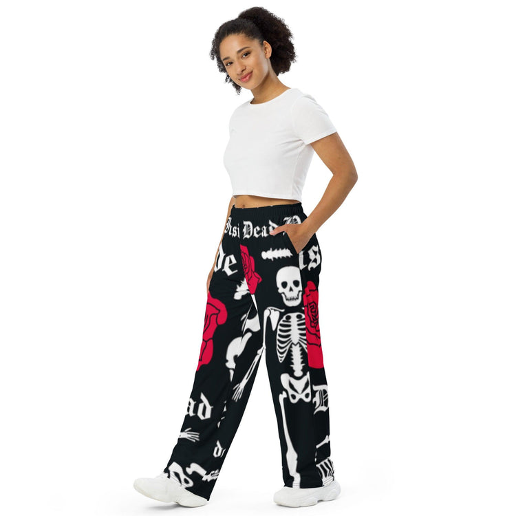 Roses of Death unisex wide-leg pants