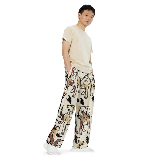 Who Let the Dogs Out Unisex Wide-Leg Pants - MessyBunFun - Your Destination for Stylish Unisex Clothing, Tops and bottoms - MessyBunFun.com