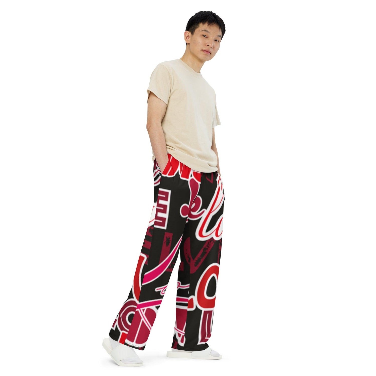 Red Signage unisex wide-leg pants