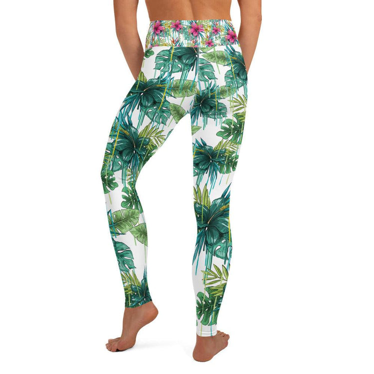 Green Tropical Yoga Leggings