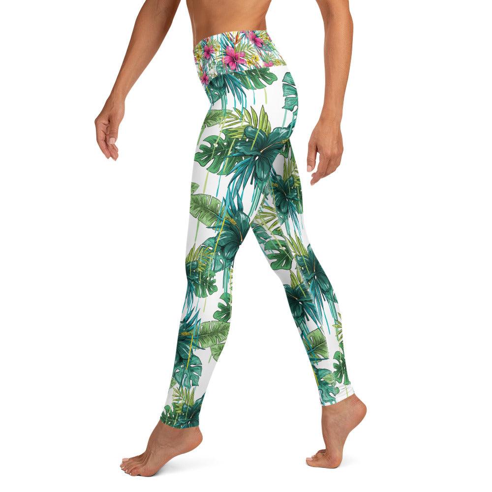 Green Tropical Yoga Leggings