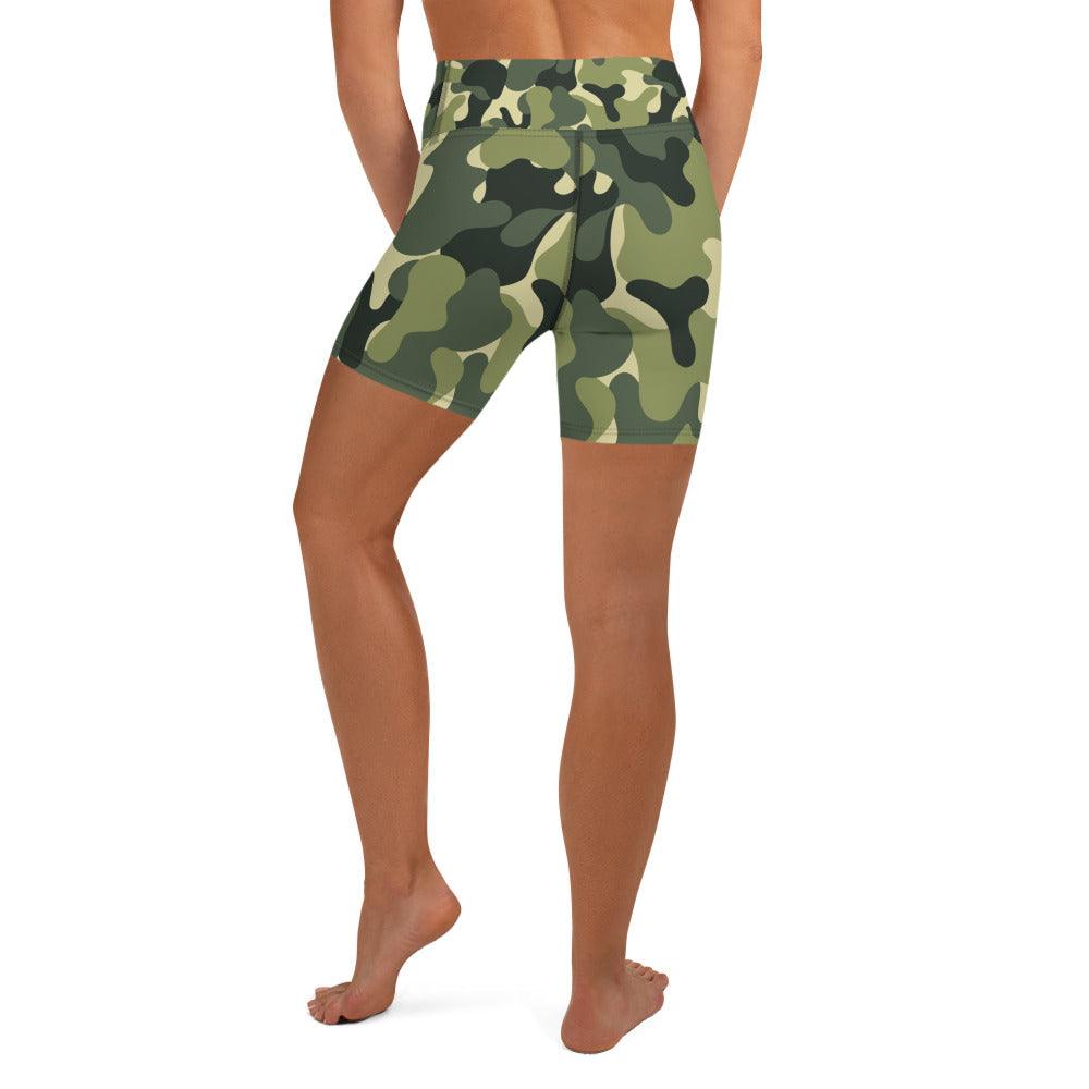 Green Camo Yoga Shorts