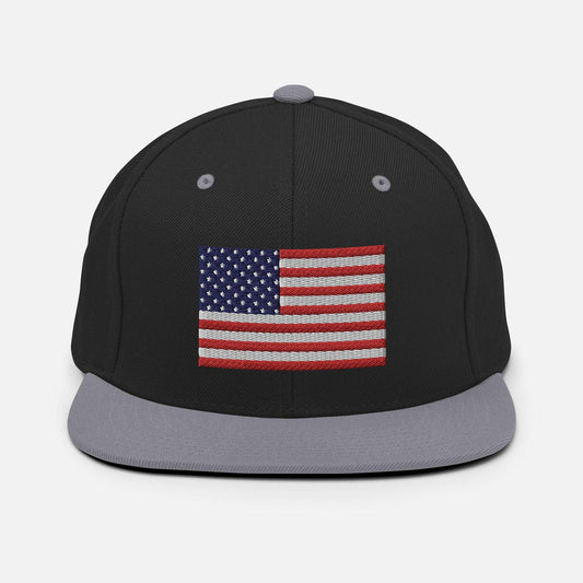 American Flag Flat Brim Snapback Hat
