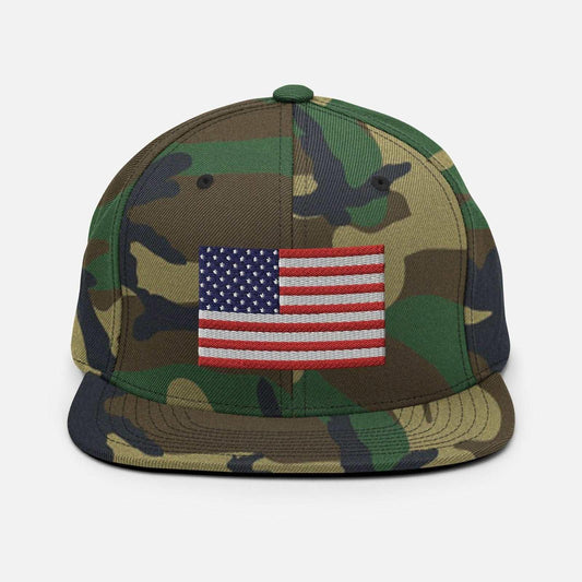 American Flag Flat Brim Snapback Hat