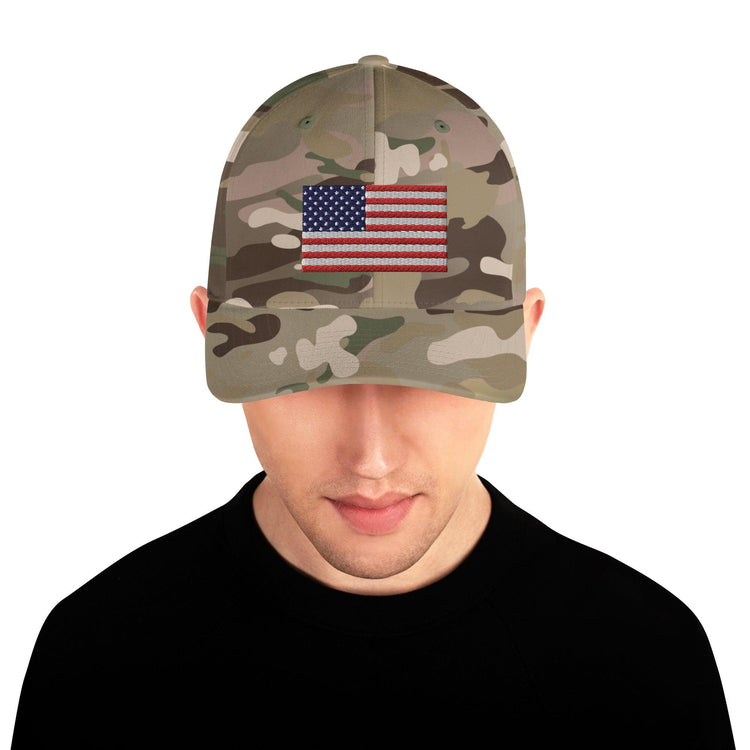 Embroidery American Flag Structured Twill Cap