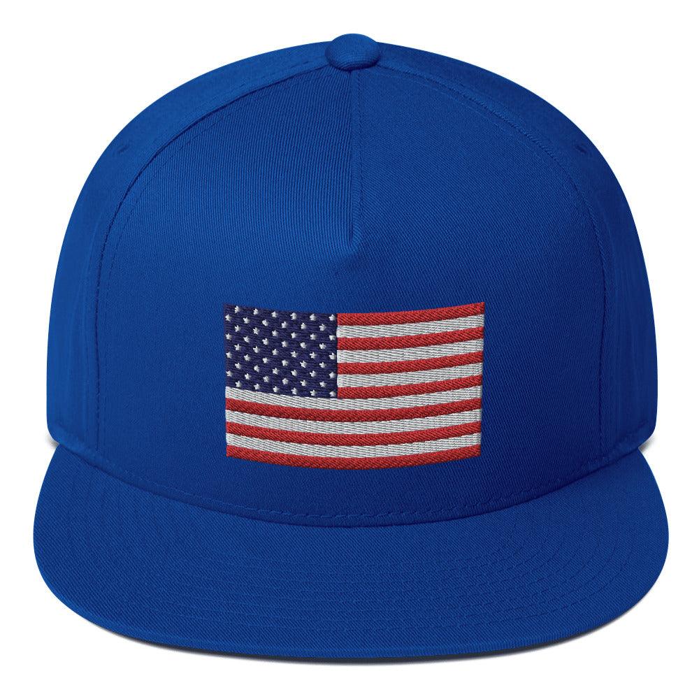 Embroidery American Flag Flat Bill Cap