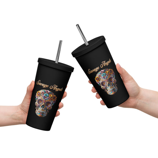 Savage Angels Insulated Tumbler with a Straw