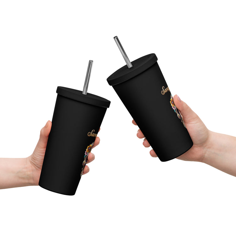 Savage Angels Insulated Tumbler with a Straw