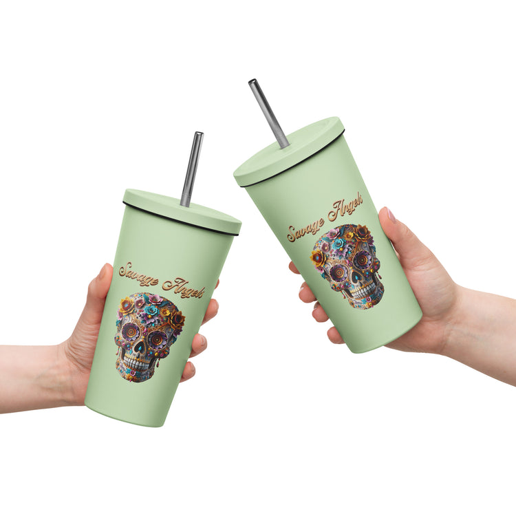 Savage Angels Insulated Tumbler with a Straw