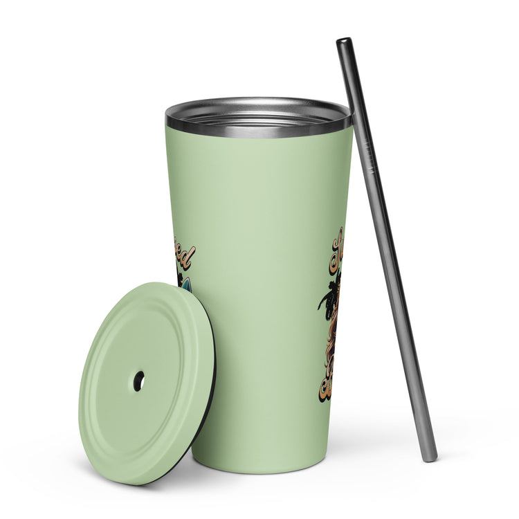 Sunkissed Blessed Insulated Tumbler with a Straw - MessyBunFun - Your Destination for Stylish Unisex Clothing, Tops and bottoms - MessyBunFun.com