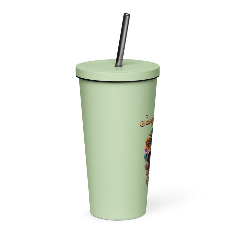 Savage Angels Insulated Tumbler With A Straw