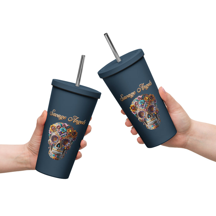 Savage Angels Insulated Tumbler with a Straw