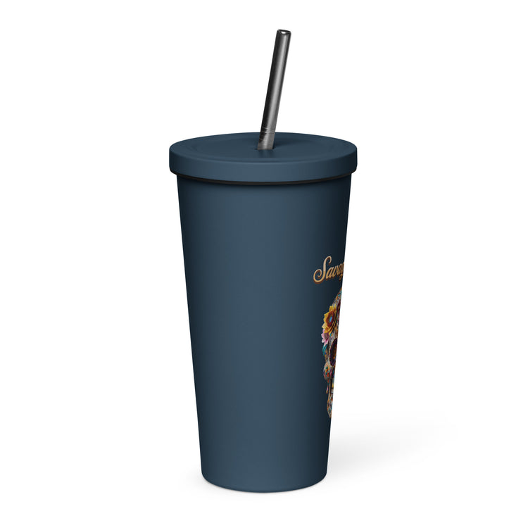 Savage Angels Insulated Tumbler With A Straw