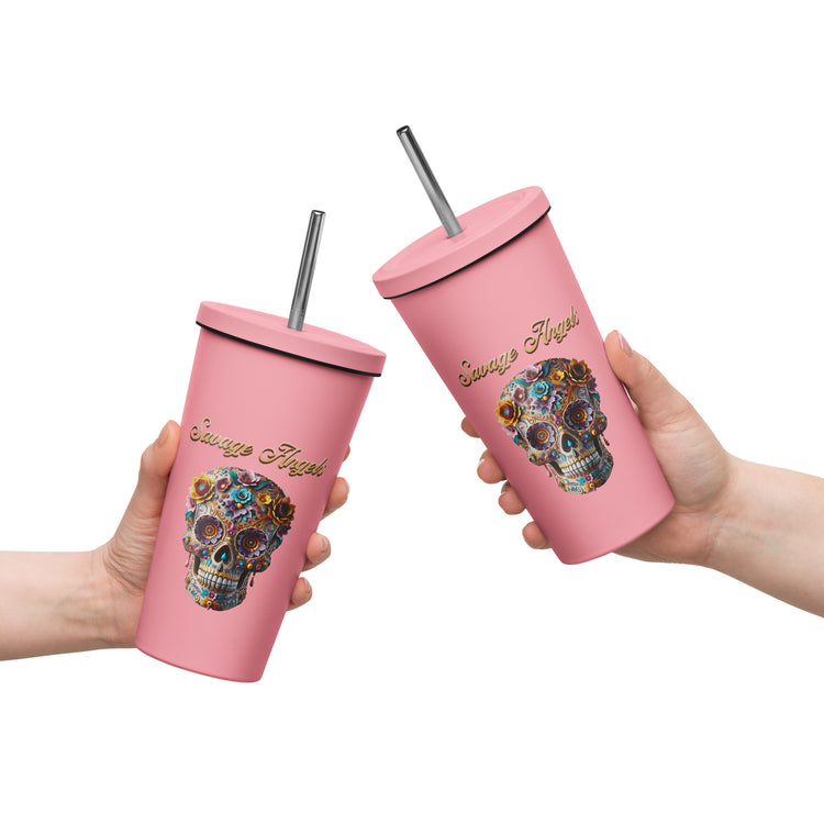 Savage Angels Insulated Tumbler with a Straw