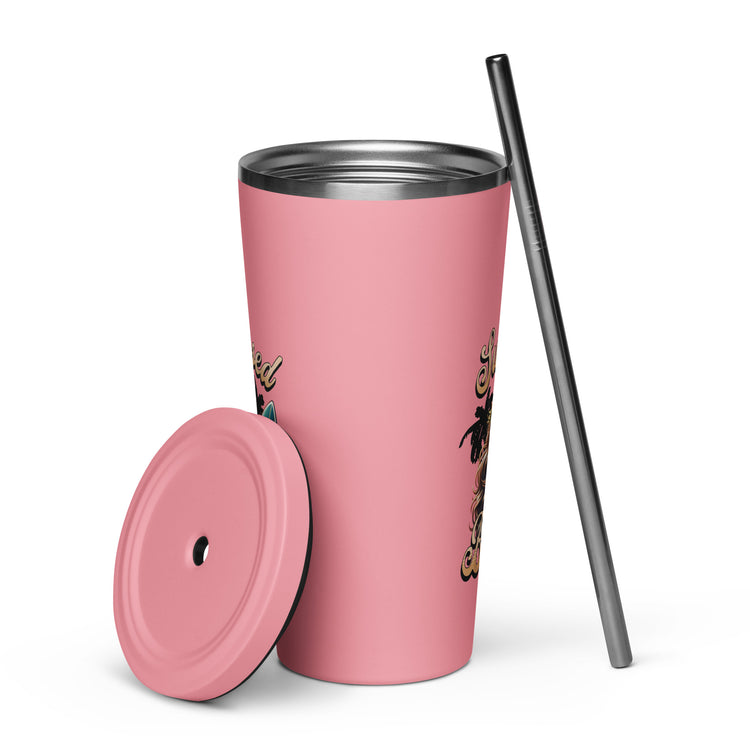 Sunkissed Blessed Insulated Tumbler with a Straw - MessyBunFun - Your Destination for Stylish Unisex Clothing, Tops and bottoms - MessyBunFun.com