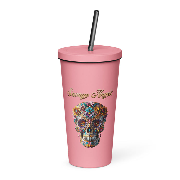 Savage Angels Insulated Tumbler with a Straw