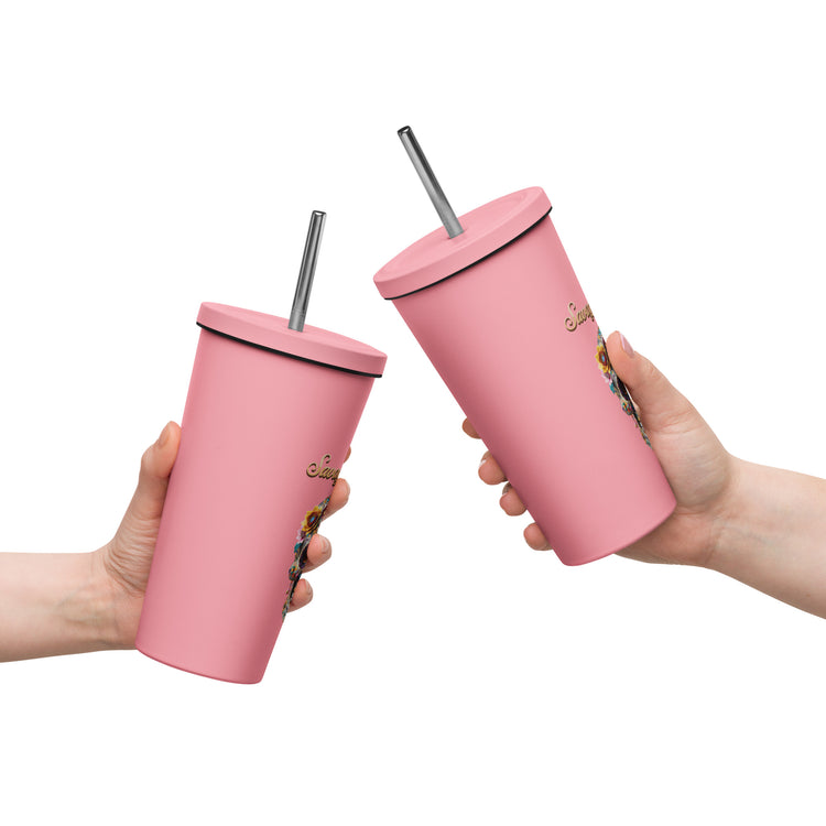 Savage Angels Insulated Tumbler with a Straw