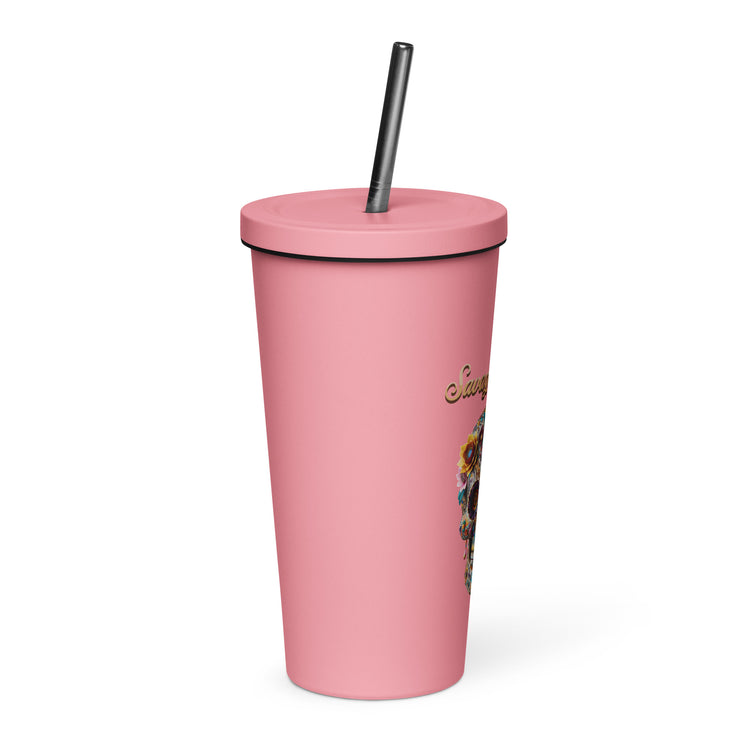 Savage Angels Insulated Tumbler With A Straw