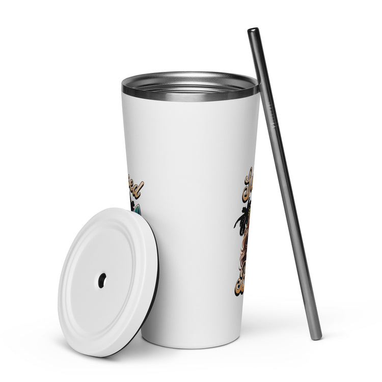 Sunkissed Blessed Insulated Tumbler with a Straw - MessyBunFun - Your Destination for Stylish Unisex Clothing, Tops and bottoms - MessyBunFun.com