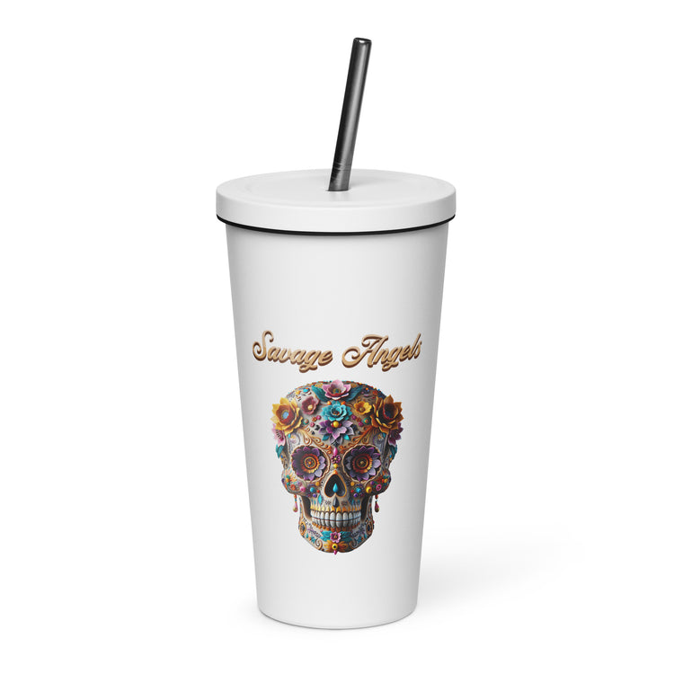 Savage Angels Insulated Tumbler with a Straw