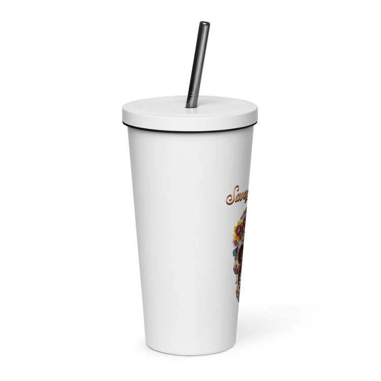 Savage Angels Insulated Tumbler With A Straw