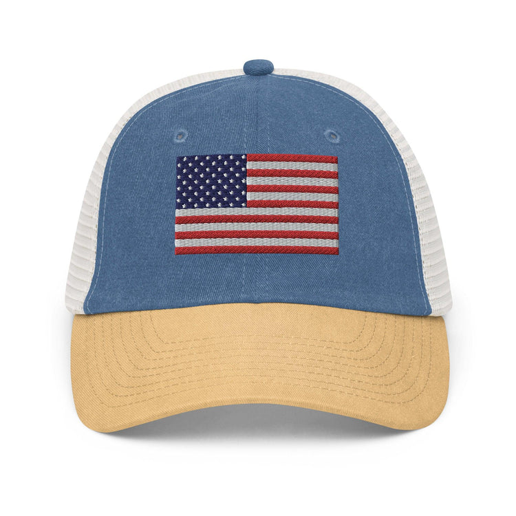 Embroidered American Flag Pigment-Dyed Hat