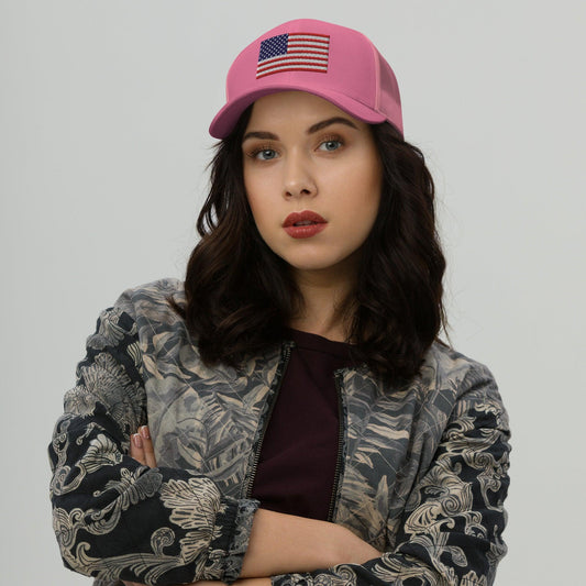 Embroidered American Flag Mesh Trucker Cap