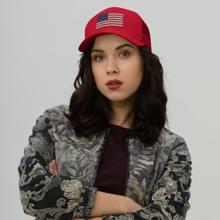 Embroidered American Flag Mesh Trucker Cap