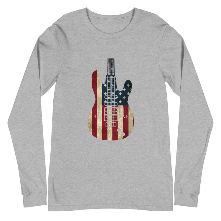 American Guitar Flag Unisex Long Sleeve T-Shirt - MessyBunFun - Your Destination for Stylish Unisex Clothing, Tops and bottoms - MessyBunFun.com