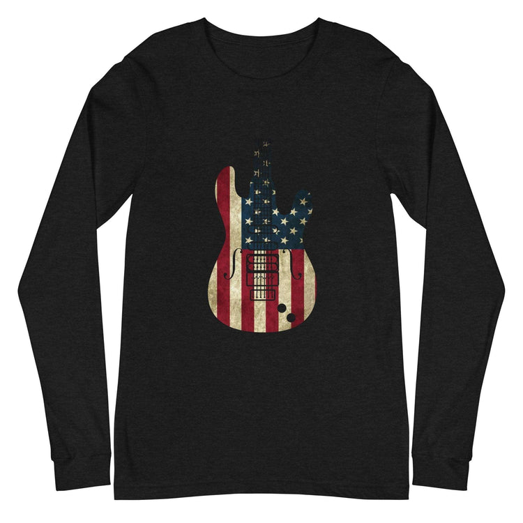 American Guitar Flag Unisex Long Sleeve T-Shirt - MessyBunFun - Your Destination for Stylish Unisex Clothing, Tops and bottoms - MessyBunFun.com