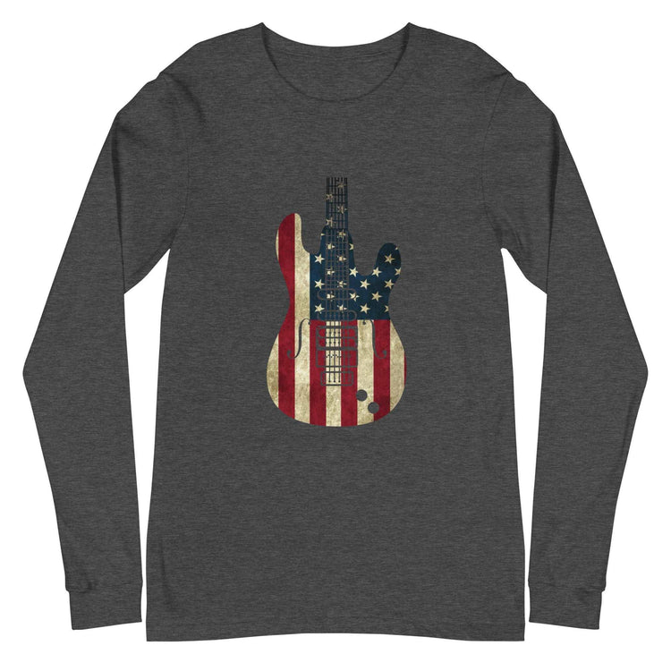 American Guitar Flag Unisex Long Sleeve T-Shirt - MessyBunFun - Your Destination for Stylish Unisex Clothing, Tops and bottoms - MessyBunFun.com