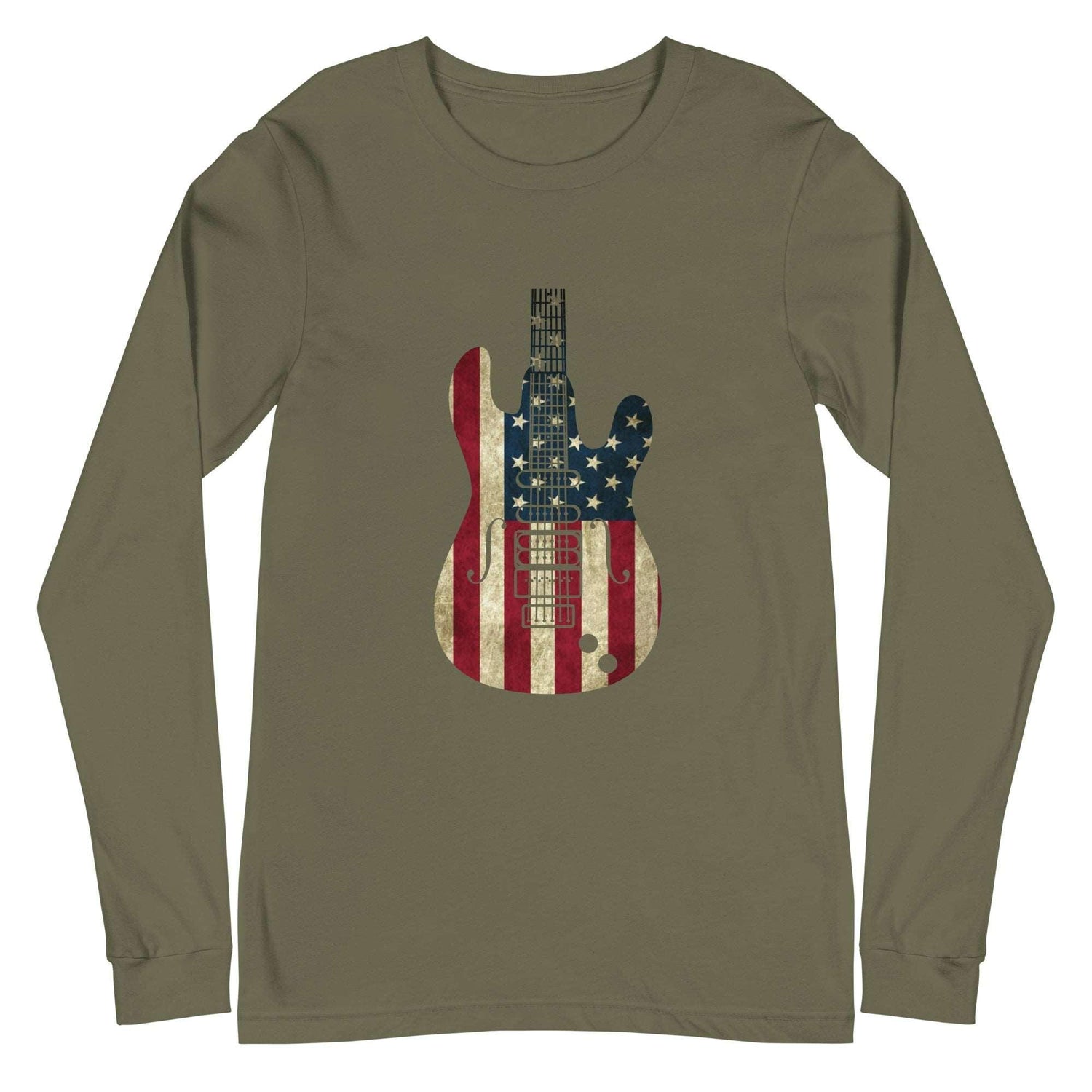 American Guitar Flag Unisex Long Sleeve T-Shirt - MessyBunFun - Your Destination for Stylish Unisex Clothing, Tops and bottoms - MessyBunFun.com