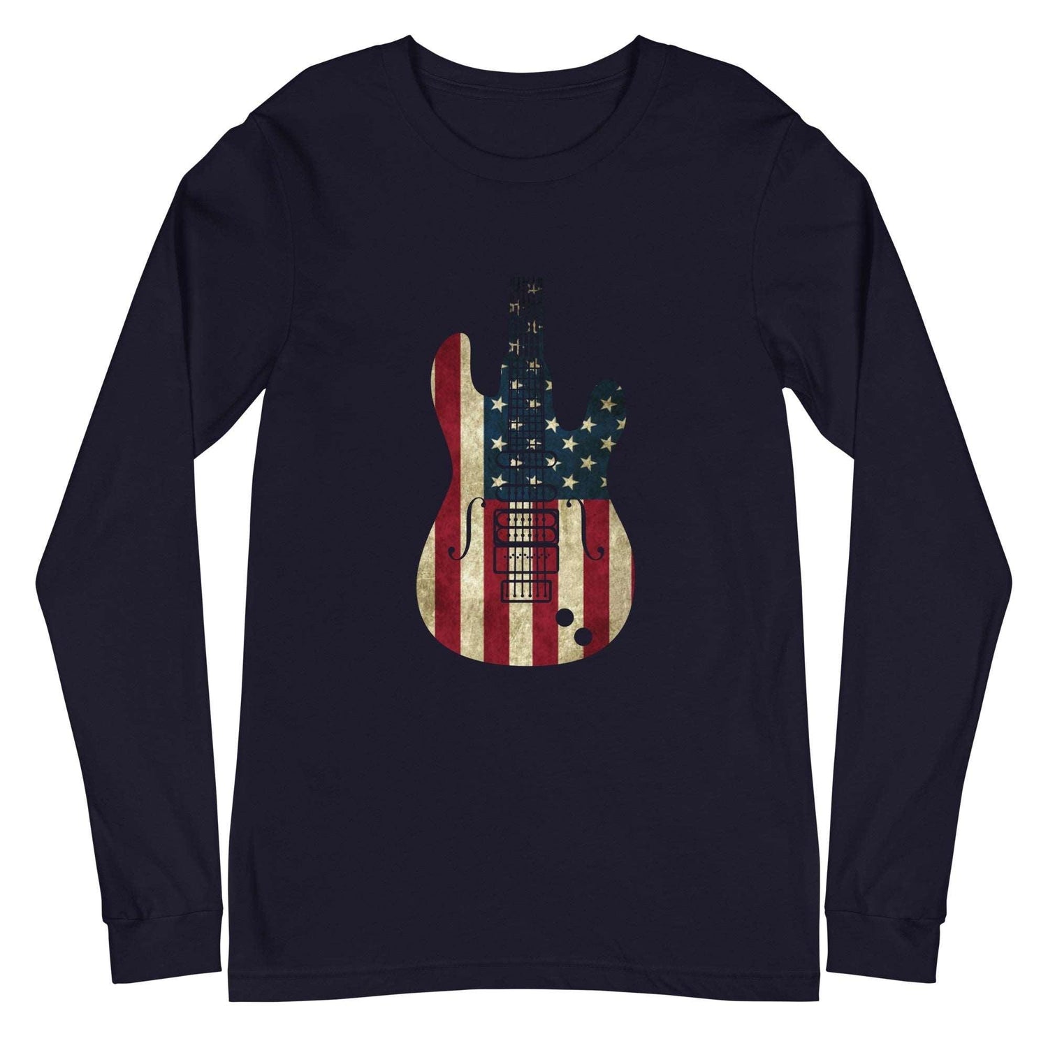 American Guitar Flag Unisex Long Sleeve T-Shirt - MessyBunFun - Your Destination for Stylish Unisex Clothing, Tops and bottoms - MessyBunFun.com